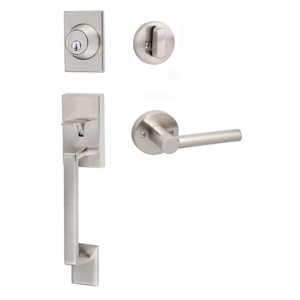 Sure-Loc Hardware Sure-Loc Hardware Koln Handleset with Round Thumb Turn, Marin Handleset Trim, Satin Nickel KN507-R-MR 15 - main